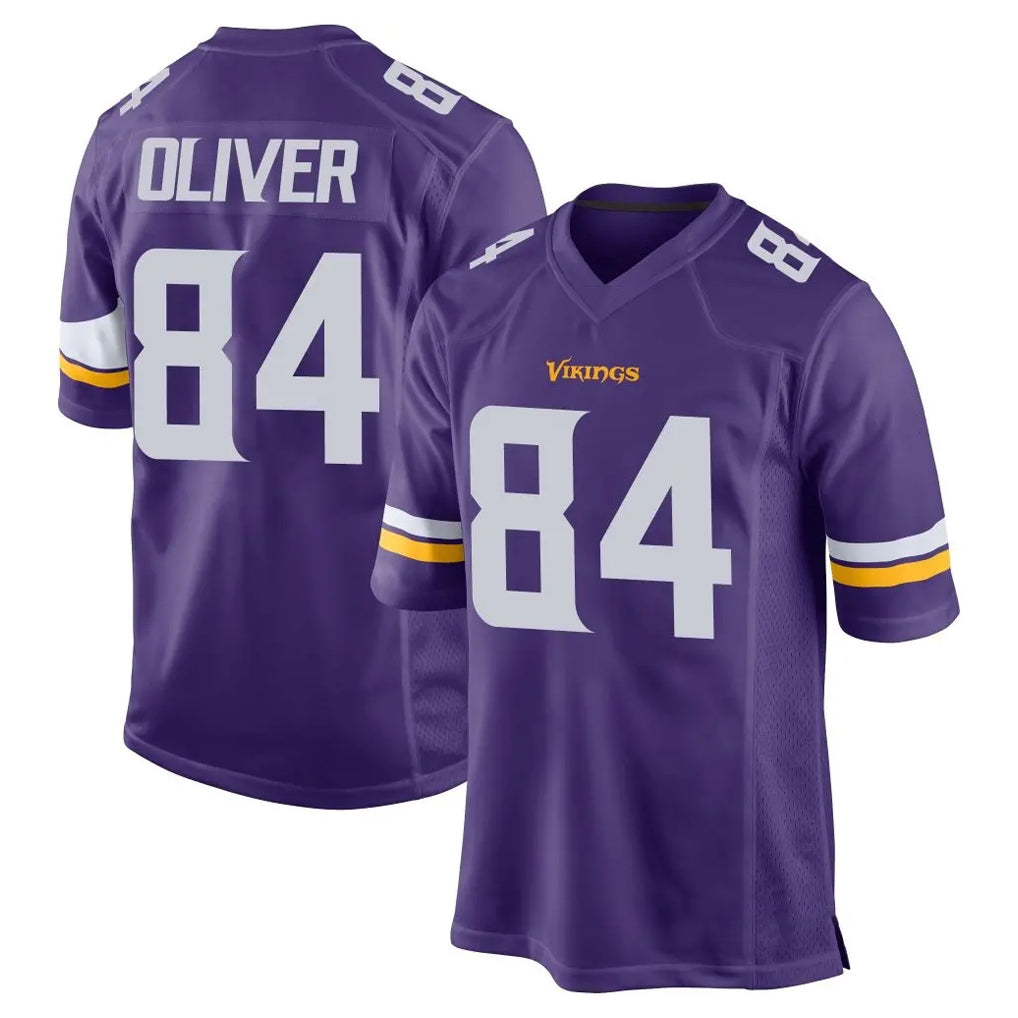 Kdoa MN.Vikings #84 Josh Oliver Player Purple Home Game Stitched Jerseys