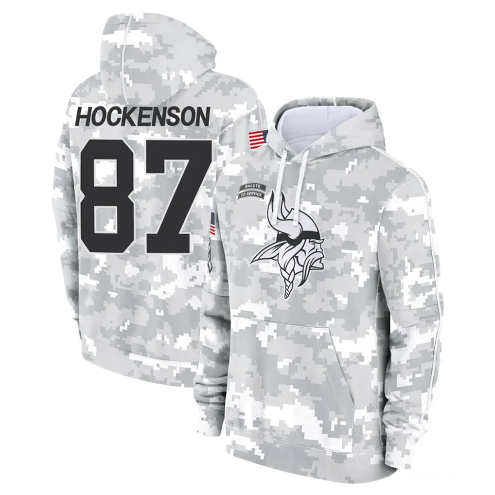 Kdoa MN.Vikings #87 T.J. Hockenson Player Arctic Camo Salute to Service Pullover Hoodies Limited Game Stitched Jerseys