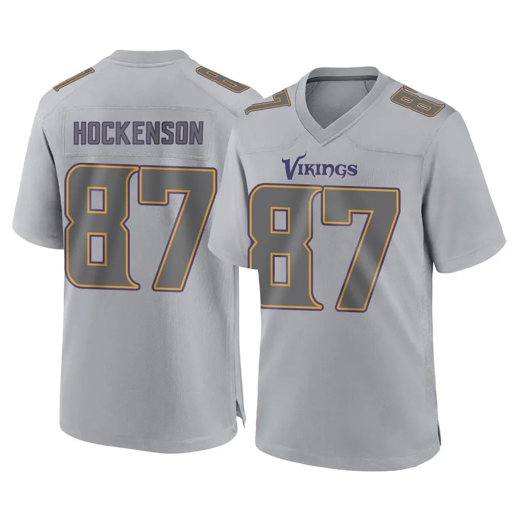 Kdoa MN.Vikings #87 T.J. Hockenson Player Gray Atmosphere Fashion Home Game Stitched Jerseys