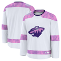 Kdoa M.Wild White 2024 Hockey Fights Cancer Practice Jerseys