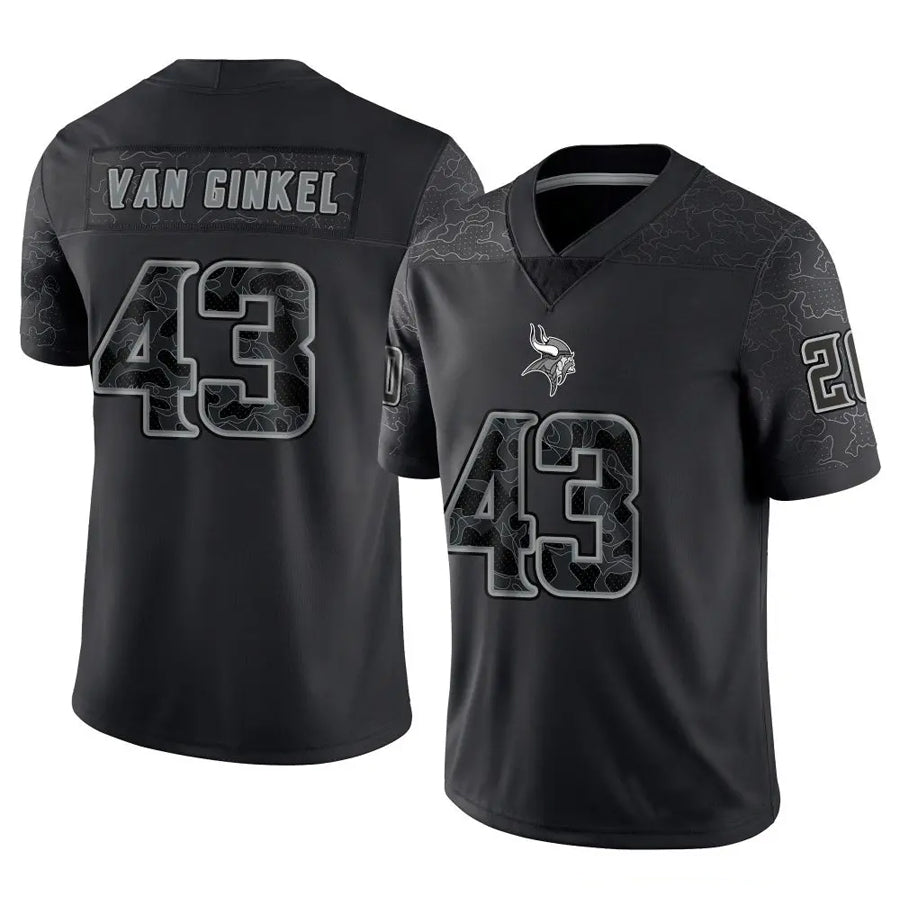 Kdoa MN.Vikings #43 Andrew Van Ginkel Player Black REFLECTIVE Limited Stitched Jerseys