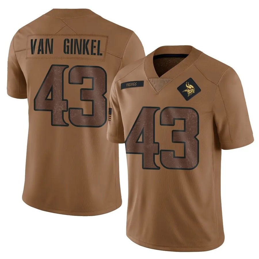Kdoa MN.Vikings #43 Andrew Van Ginkel Player Brown Salute To Service Limited Stitched Jerseys