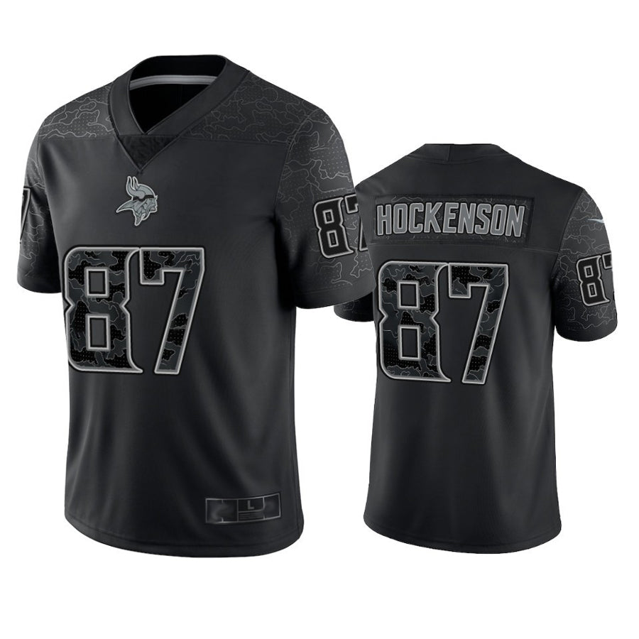 Kdoa MN.Vikings #87 T.J. Hockenson Player Black REFLECTIVE Limited Stitched Jerseys