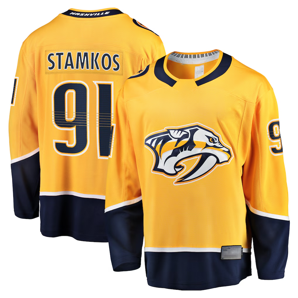 Kdoa N.Predators #91 Steven Stamkos Gold Home Premier Breakaway Player Jerseys