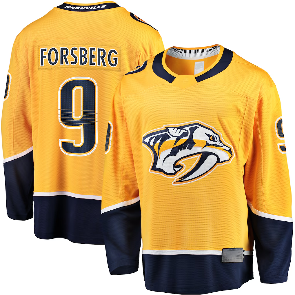 Kdoa N.Predators #9 Filip Forsberg Gold Home Breakaway Jerseys