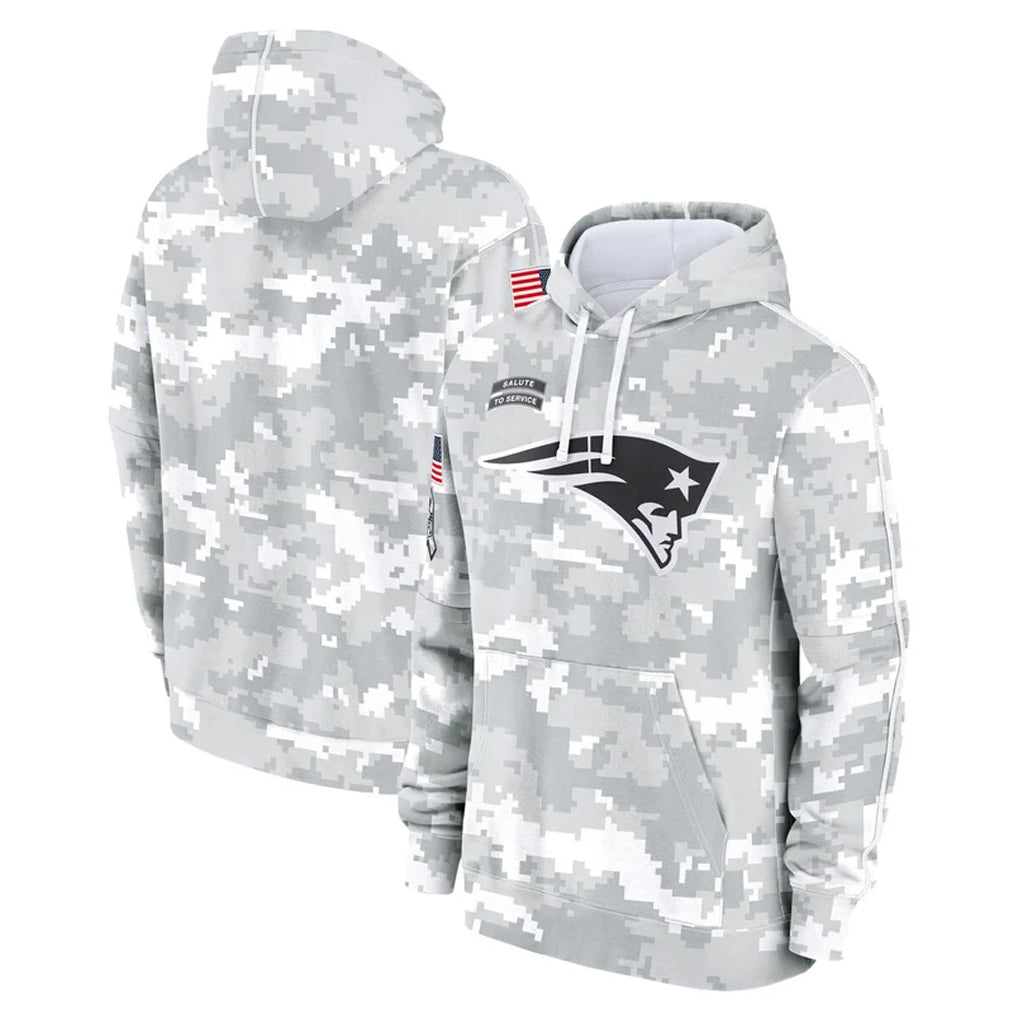 Kdoa NE.Patriots Arctic Camo Salute to Service Pullover Hoodies Limited Game Blank Player Stitched Jerseys