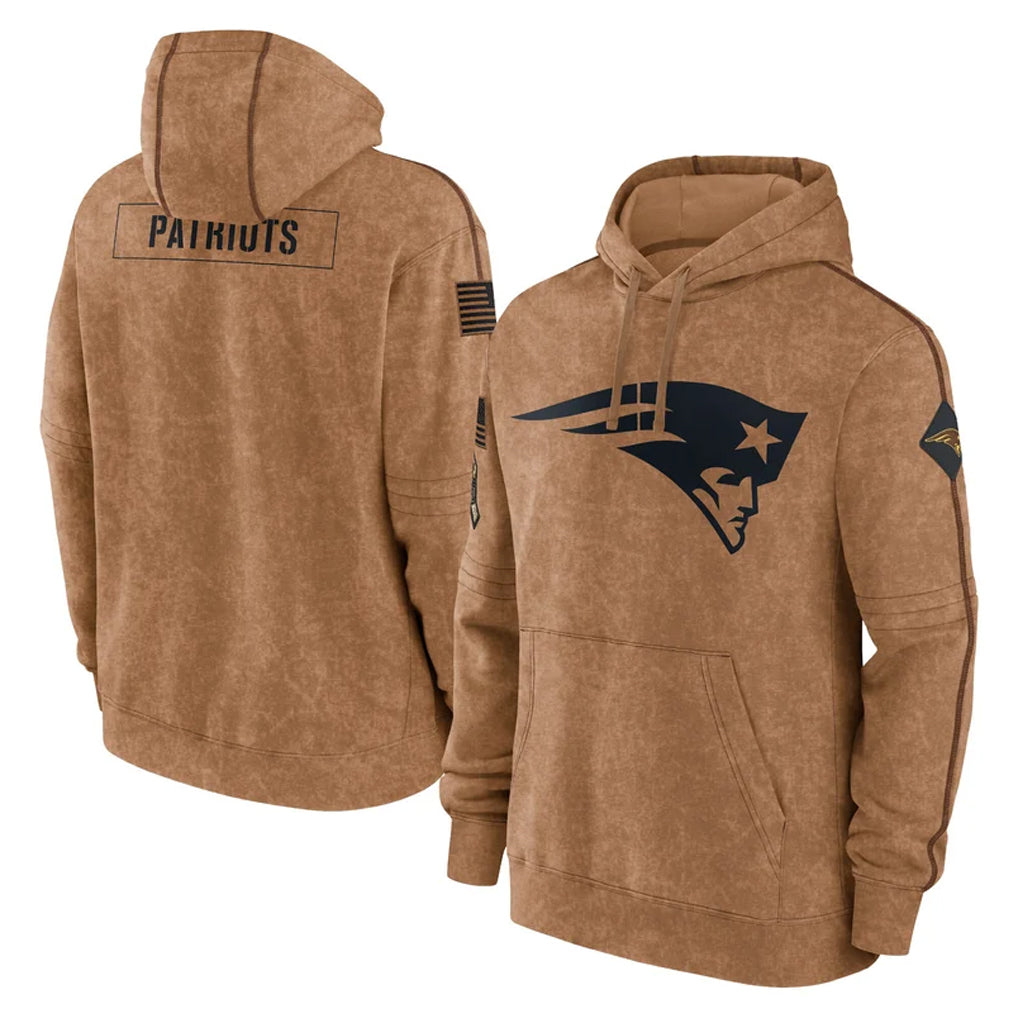 Kdoa NE.Patriots Brown Salute to Service Pullover Hoodies Limited Game Blank Player Stitched Jerseys