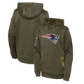 Kdoa NE.Patriots Olive Salute to Service Pullover Hoodies Home Game Blank Player Stitched Jerseys