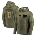 Kdoa NE.Patriots #0 Christian Gonzalez Player Olive Salute to Service Pullover Hoodies Home Game Stitched Jerseys