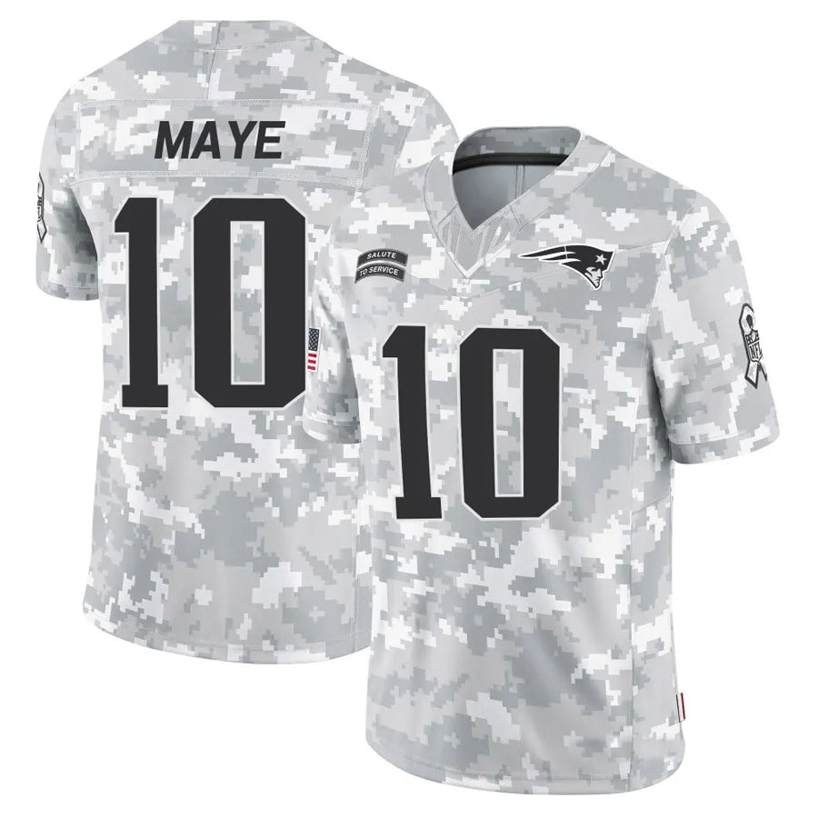 Kdoa NE.Patriots #10 Drake Maye Player Arctic Camo Salute to Service Limited Stitched Jerseys