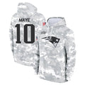 Kdoa NE.Patriots #10 Drake Maye Player Arctic Camo Salute to Service Pullover Hoodies Limited Game Stitched Jerseys