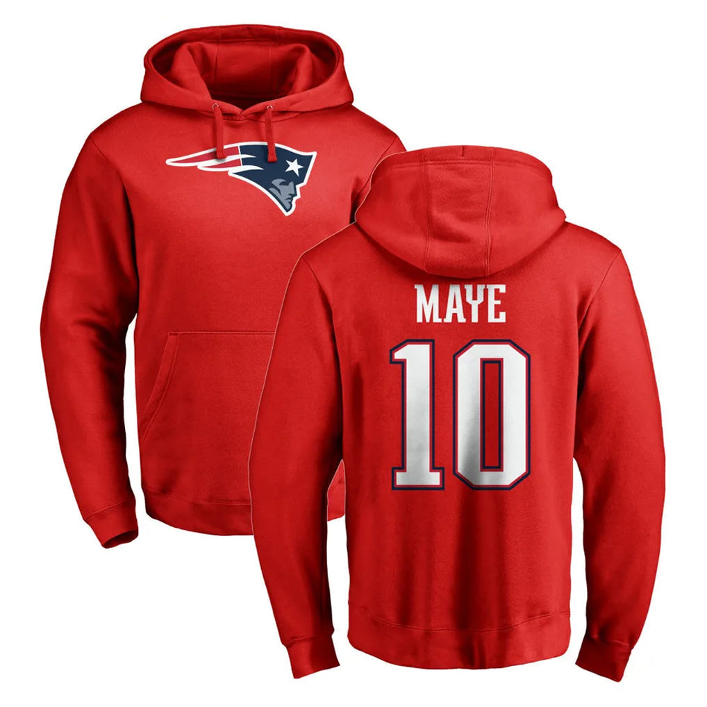 Kdoa NE.Patriots #10 Drake Maye Player Red LOGO Pullover Hoodies Home Game Stitched Jerseys
