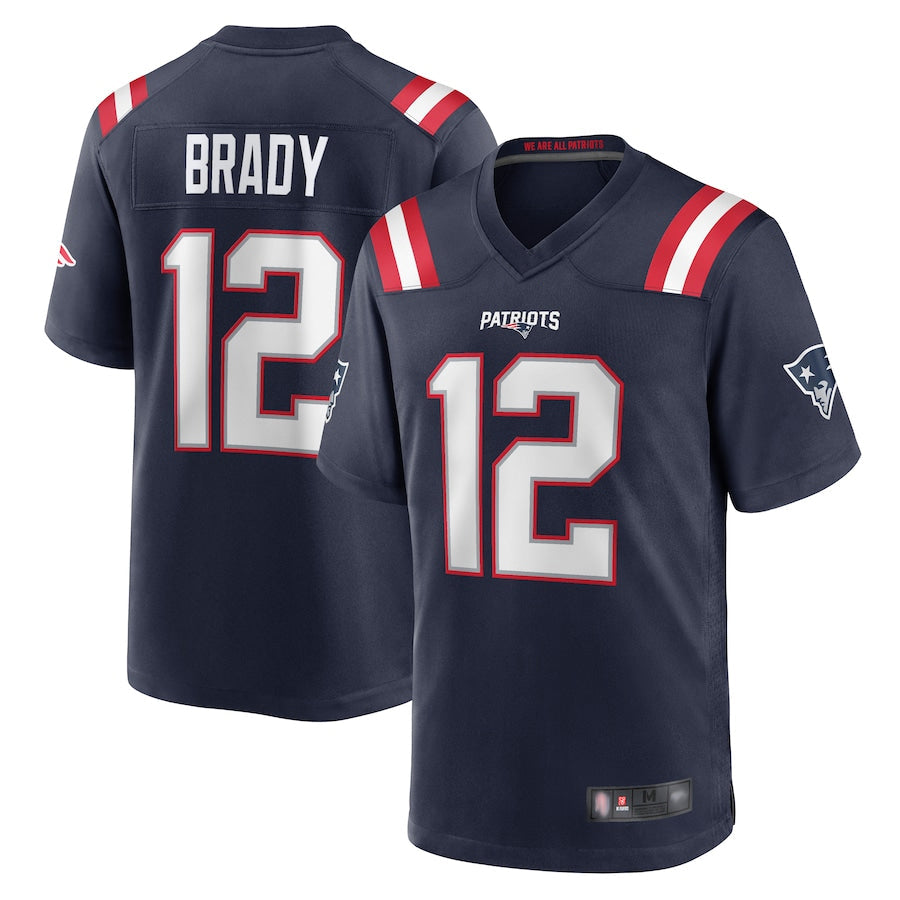 Kdoa NE.Patriots #12 Tom Brady Player Navy Game Replica Stitched Jerseys
