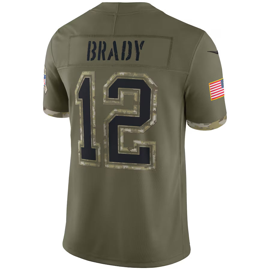 Kdoa NE.Patriots #12 Tom Brady Player Olive Salute To Service Limited Stitched Jerseys
