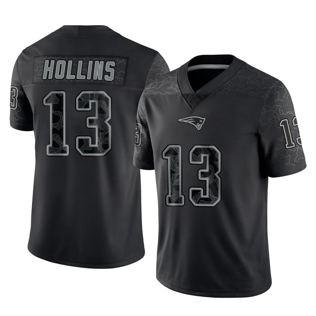 Kdoa NE.Patriots #13 Mack Hollins Player Black Reflective LImited Home Game Stitched Jerseys