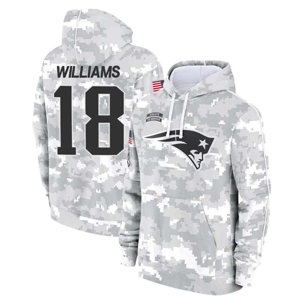Kdoa NE.Patriots #18 Kyle Williams Player Arctic Camo Salute to Service Pullover Hoodies Limited Game Stitched Jerseys