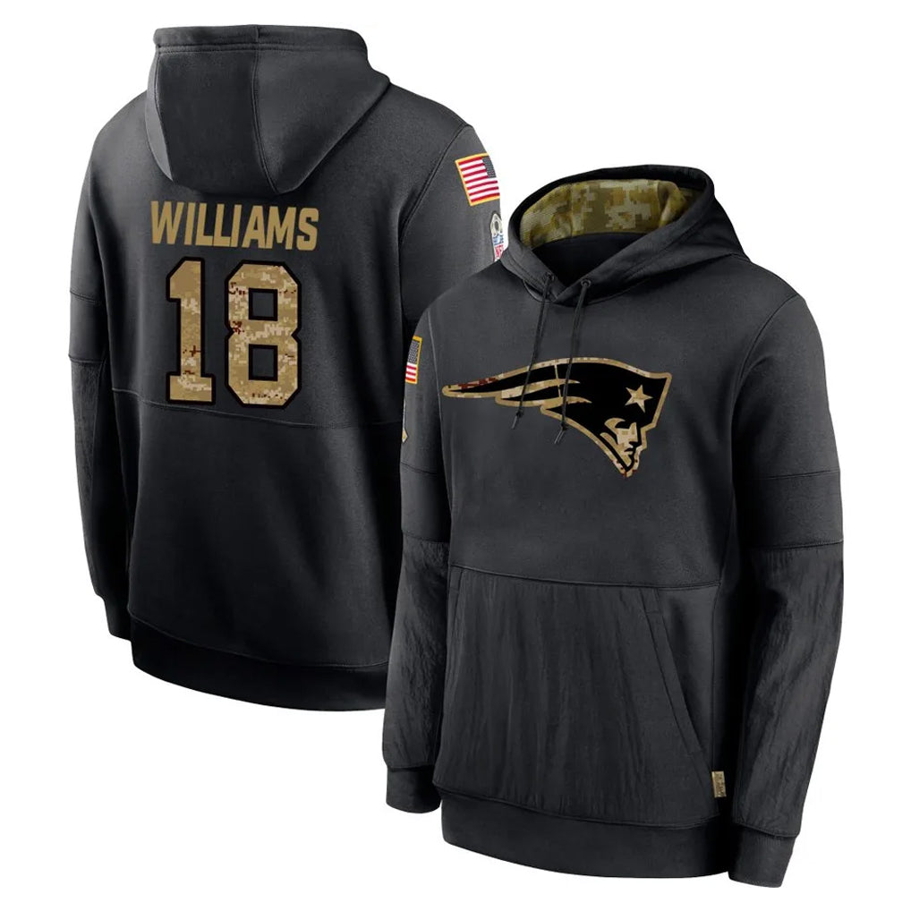 Kdoa NE.Patriots #18 Kyle Williams Player Black Salute to Service Hoodies Limited Game Stitched Jerseys