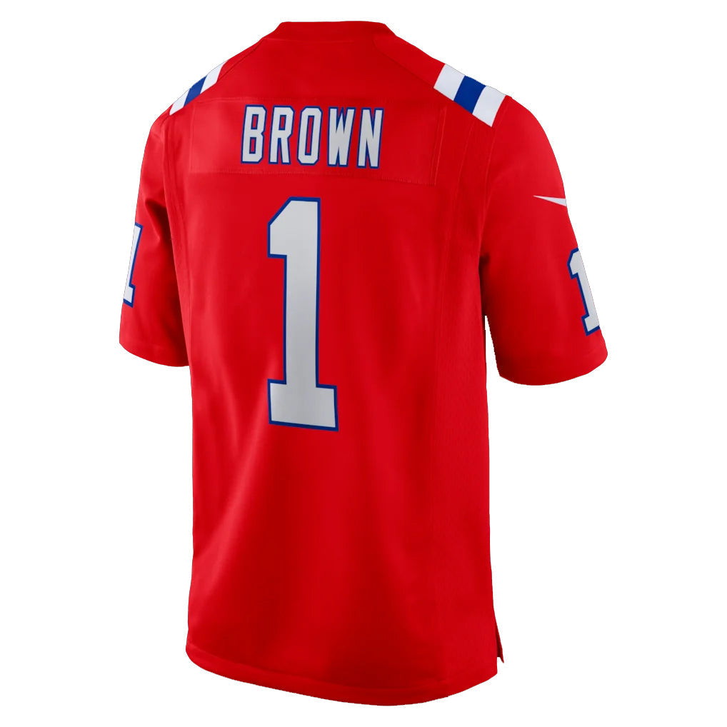 Kdoa NE.Patriots #1 A.J. Brown Player Red Home Game Stitched Jerseys