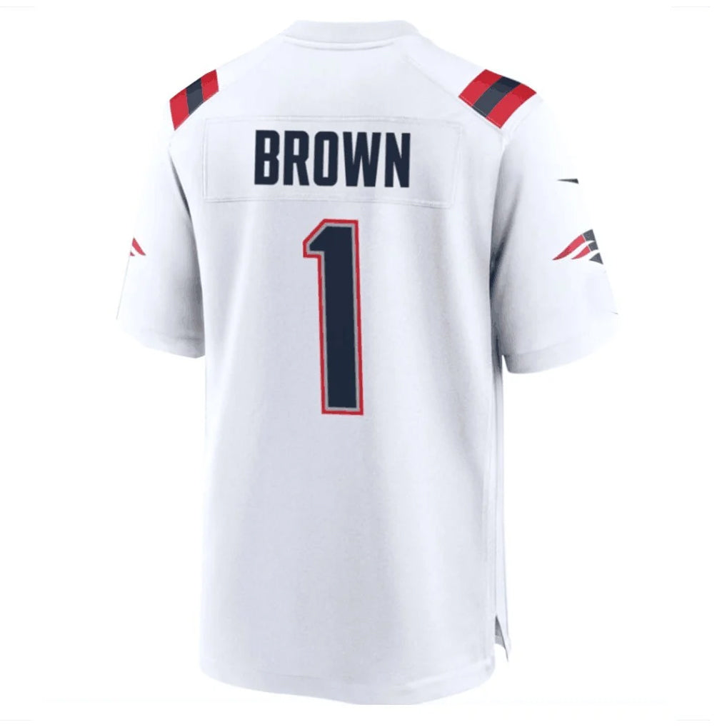 Kdoa NE.Patriots #1 A.J. Brown Player White Home Game Stitched Jerseys