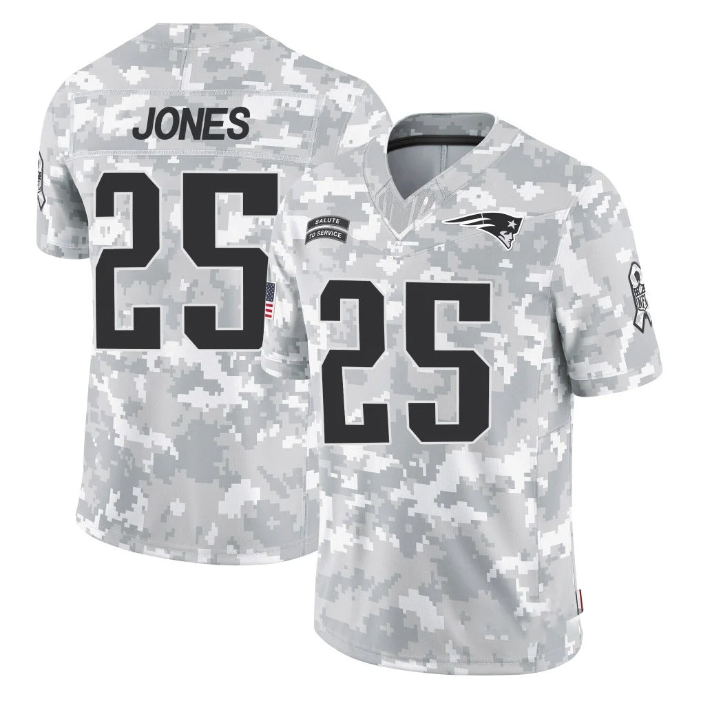 Kdoa NE.Patriots #25 Marcus Jones Player Arctic Camo Salute To Service Limited Game Stitched Jerseys