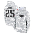 Kdoa NE.Patriots #25 Marcus Jones Player Arctic Camo Salute to Service Pullover Hoodies Limited Game Stitched Jerseys