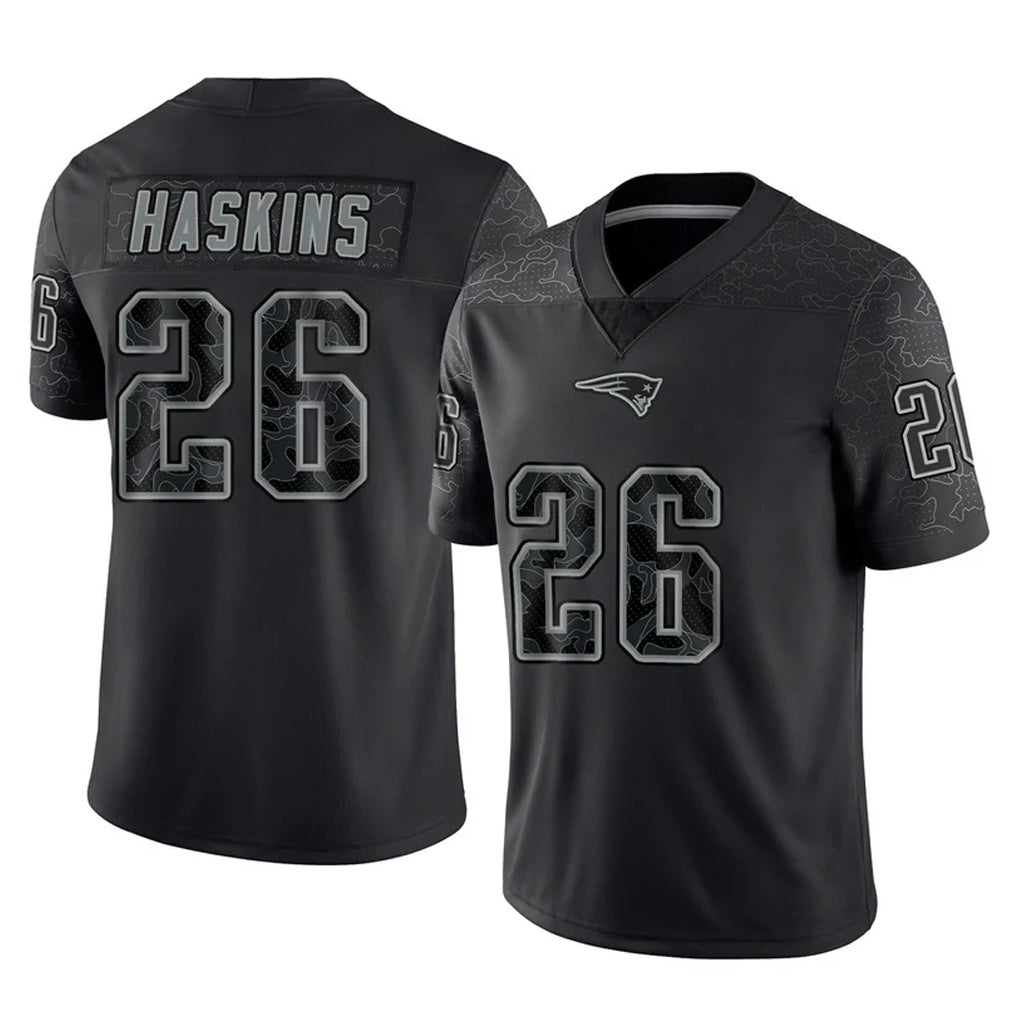 Kdoa NE.Patriots #26 Hassan Haskins Player Black Reflective LImited Home Game Stitched Jerseys