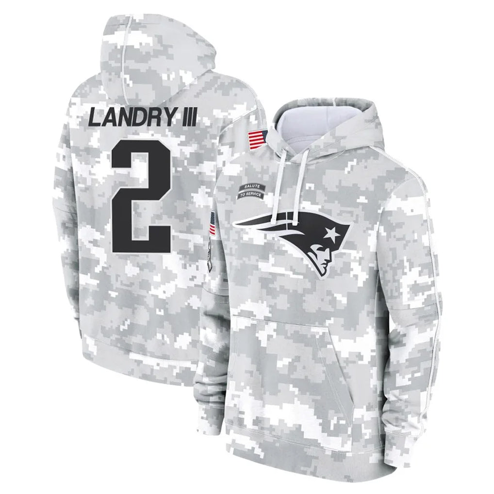 Kdoa NE.Patriots #2 Harold Landry III Player Arctic Camo Salute to Service Pullover Hoodies Limited Game Stitched Jerseys