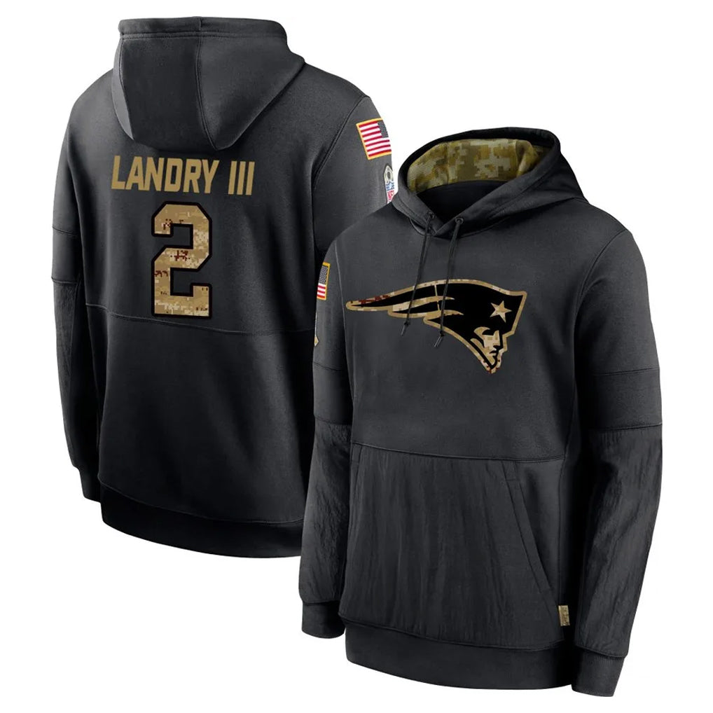 Kdoa NE.Patriots #2 Harold Landry III Player Black Salute to Service Hoodies Limited Game Stitched Jerseys