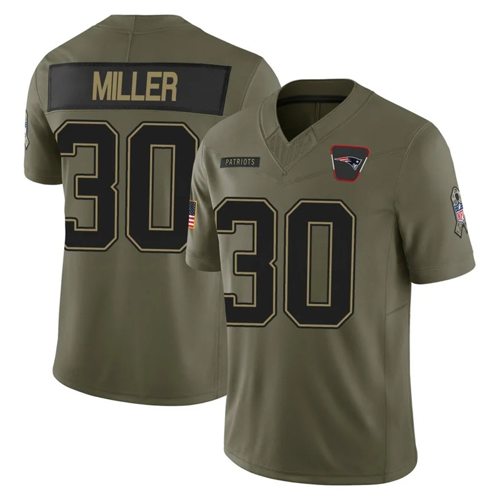 Kdoa NE.Patriots #30 Jam Miller Player Olive 2025 Salute To Service Limited Stitched Jerseys