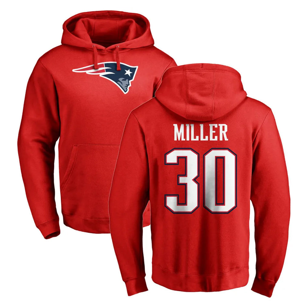 Kdoa NE.Patriots #30 Jam Miller Player Red LOGO Pullover Hoodies Home Game Stitched Jerseys