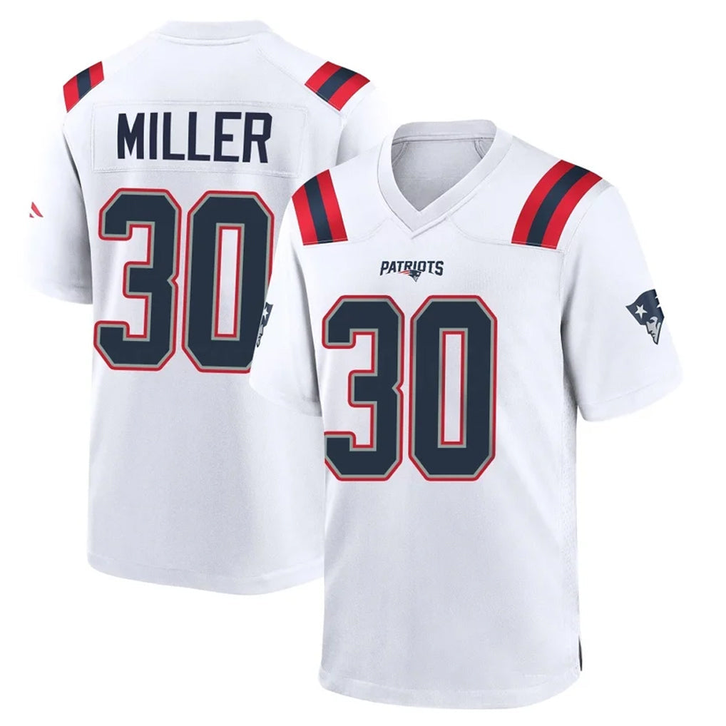 Kdoa NE.Patriots #30 Jam Miller Player White Home Game Stitched Jerseys