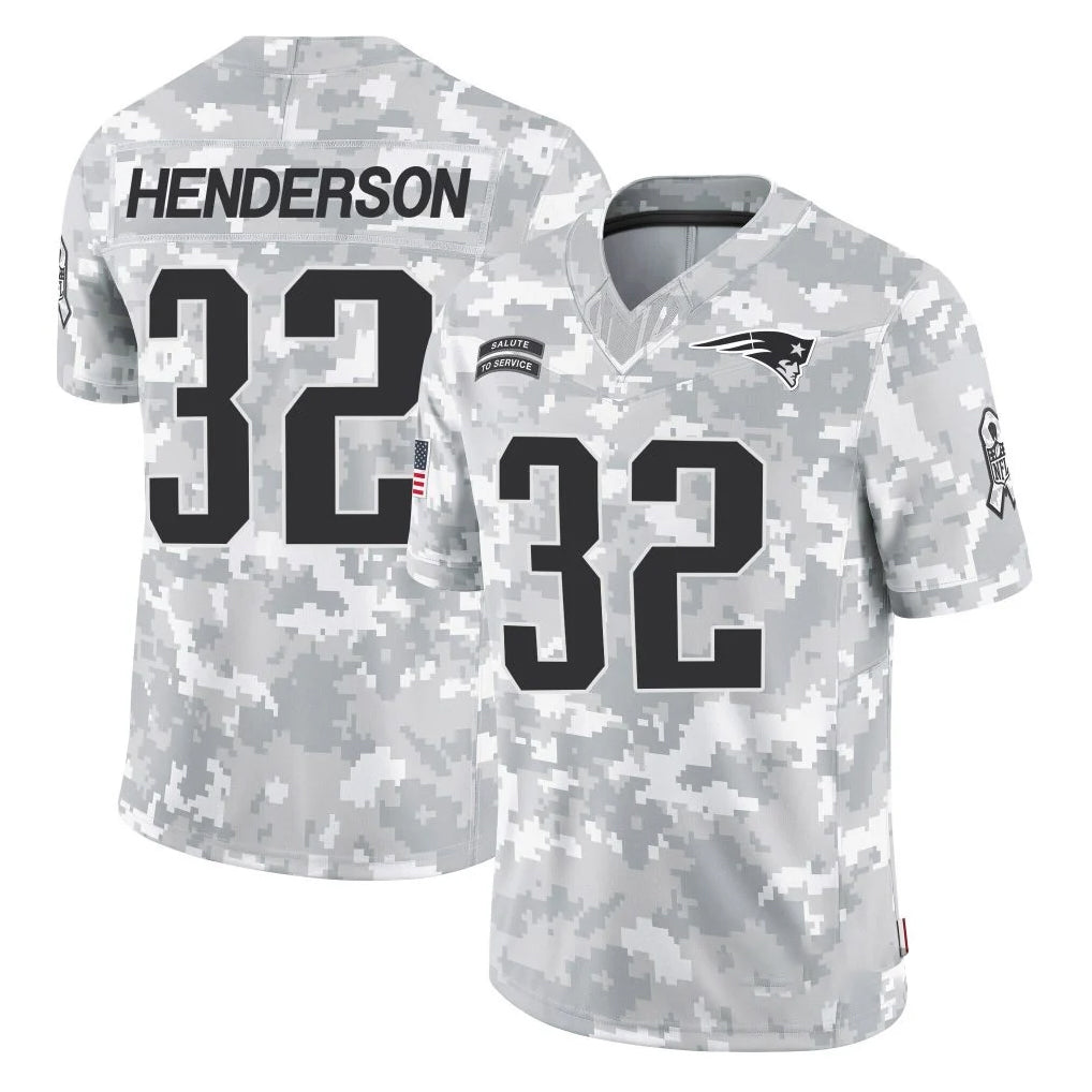 Kdoa NE.Patriots #32 TreVeyon Henderson Player Arctic Camo Salute To Service Limited Game Stitched Jerseys