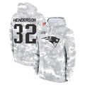 Kdoa NE.Patriots #32 TreVeyon Henderson Player Arctic Camo Salute to Service Pullover Hoodies Limited Game Stitched Jerseys