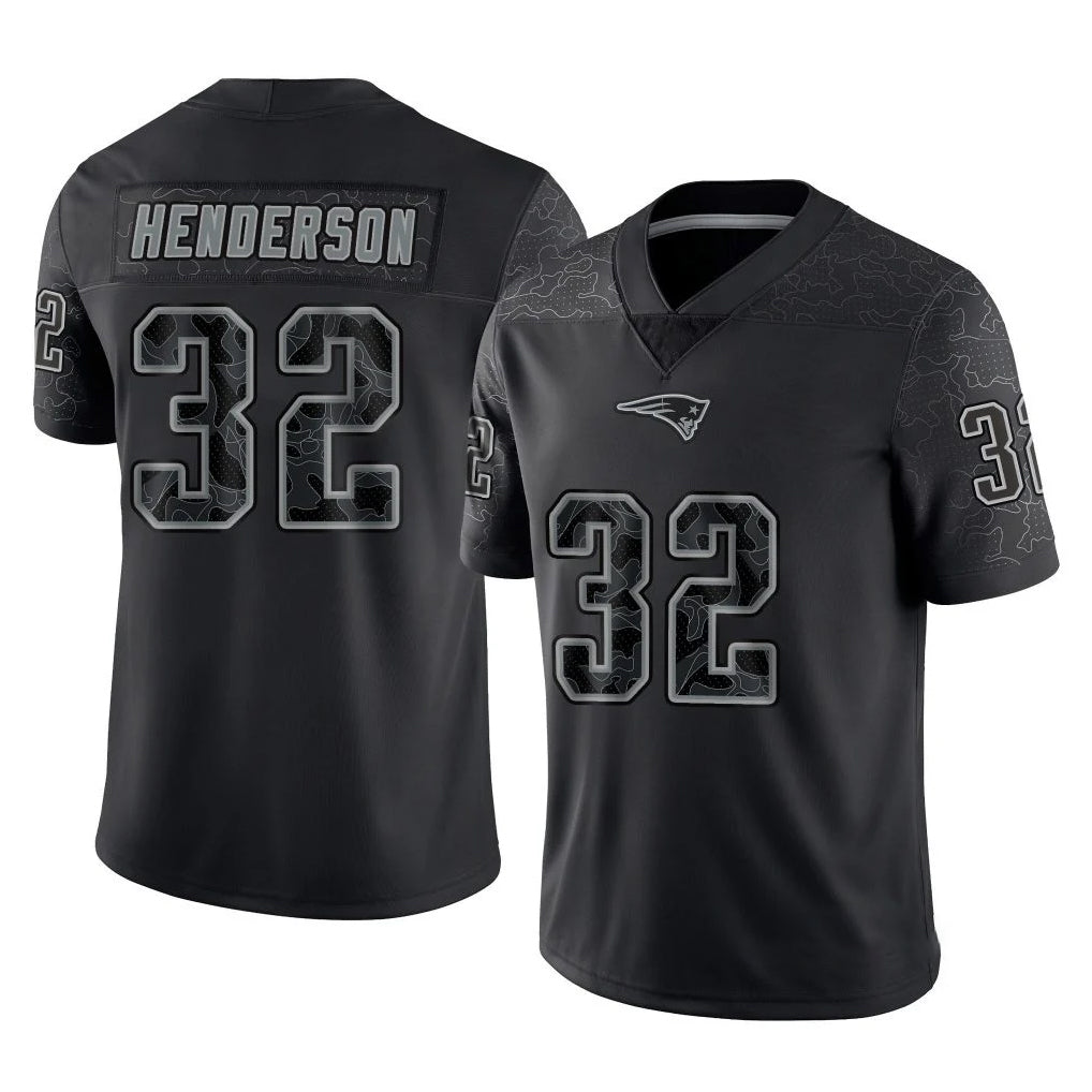 Kdoa NE.Patriots #32 TreVeyon Henderson Player Black Reflective LImited Home Game Stitched Jerseys