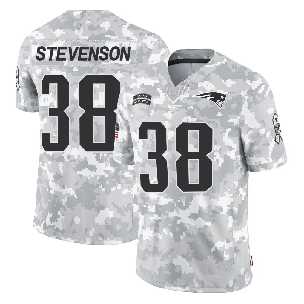 Kdoa NE.Patriots #38 Rhamondre Stevenson Player Arctic Camo Salute To Service Limited Game Stitched Jerseys