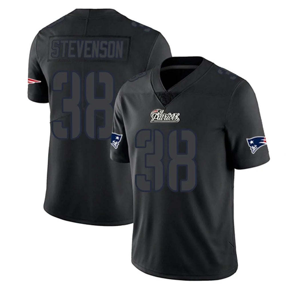 Kdoa NE.Patriots #38 Rhamondre Stevenson Player Black Impact LImited Home Game Stitched Jerseys