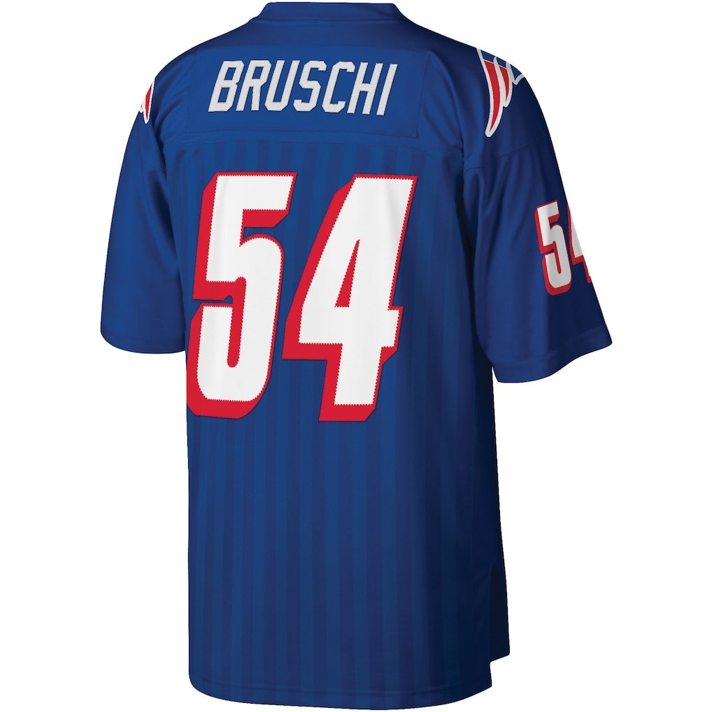 Kdoa NE.Patriots #54 Tedy Bruschi Mitchell & Ness Royal Legacy Replica Stitched Jerseys