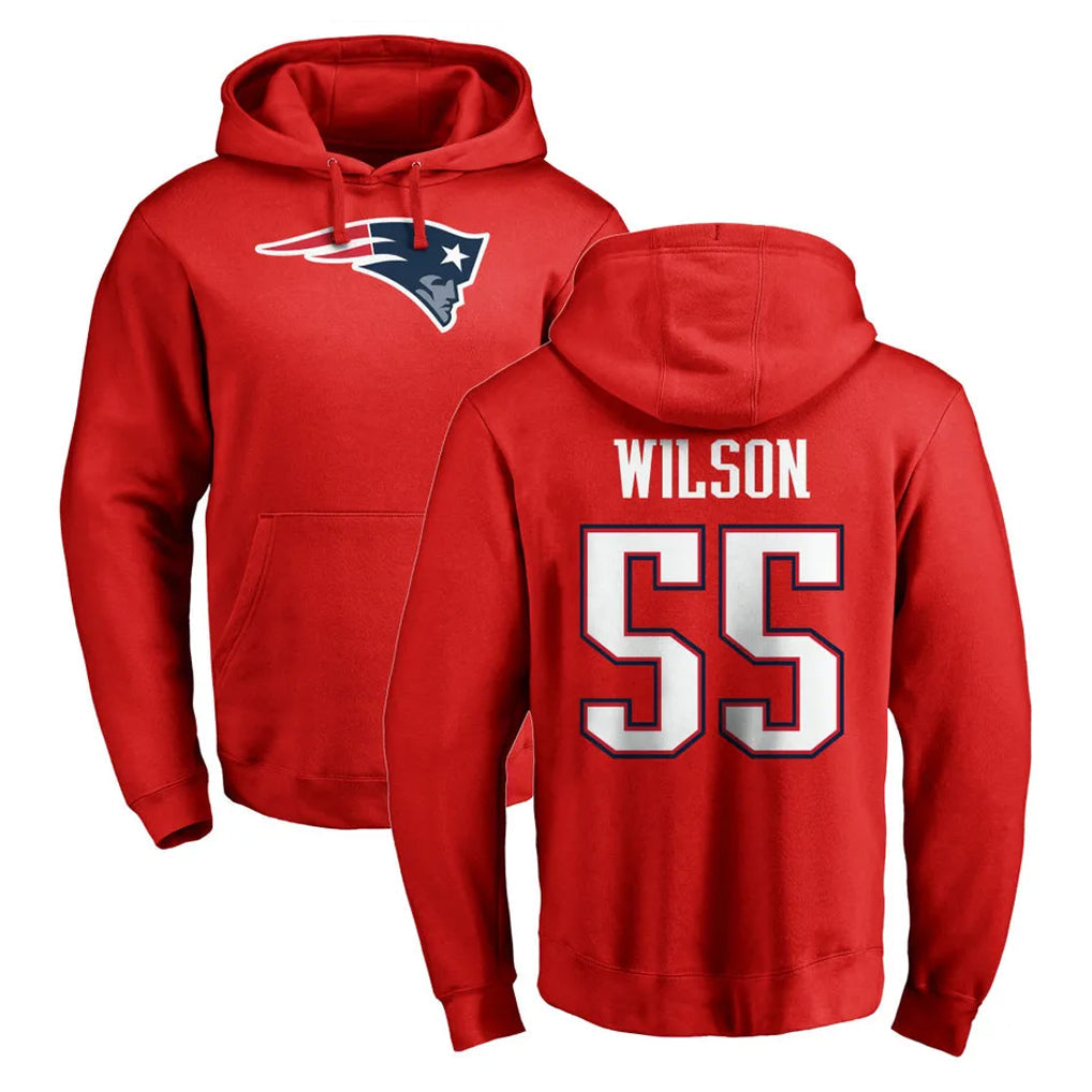 Kdoa NE.Patriots #55 Jared Wilson Player Red LOGO Pullover Hoodies Home Game Stitched Jerseys