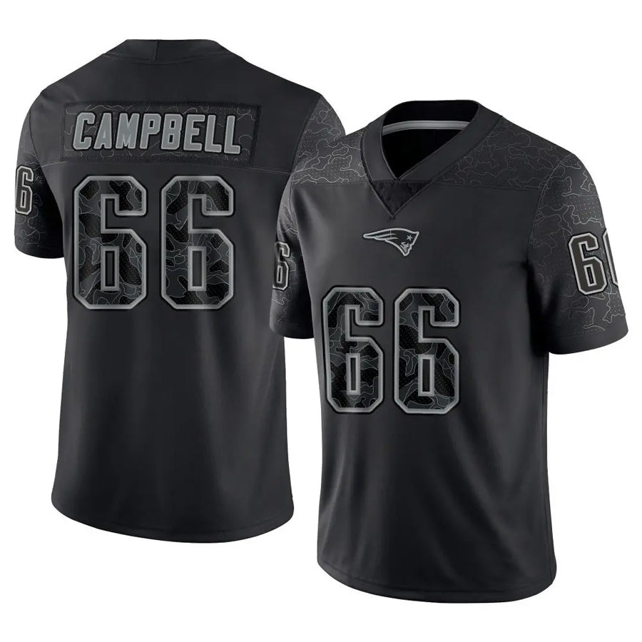 Kdoa NE.Patriots #66 Will Campbell Player Black Reflective Limited Stitched Jerseys