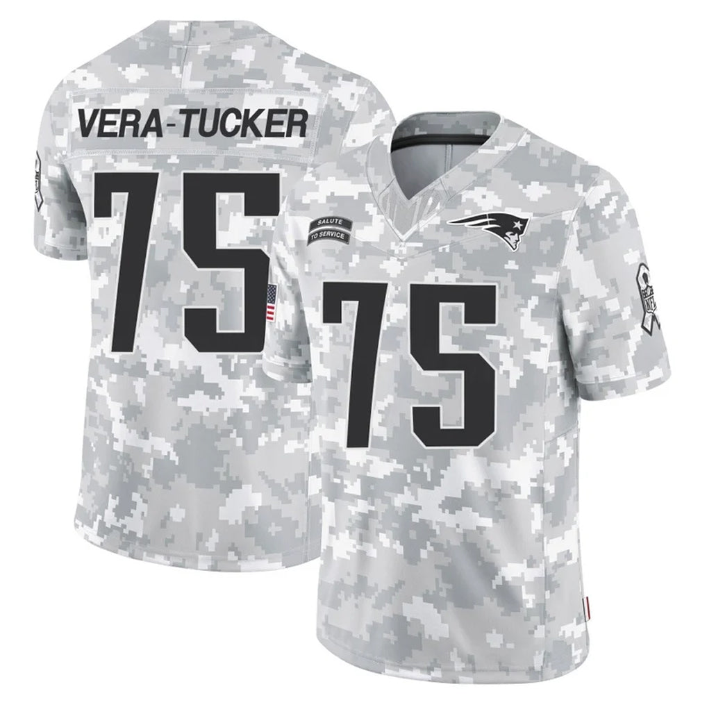 Kdoa NE.Patriots #75 Alijah Vera-Tucker Player Arctic Camo Salute To Service Limited Game Stitched Jerseys