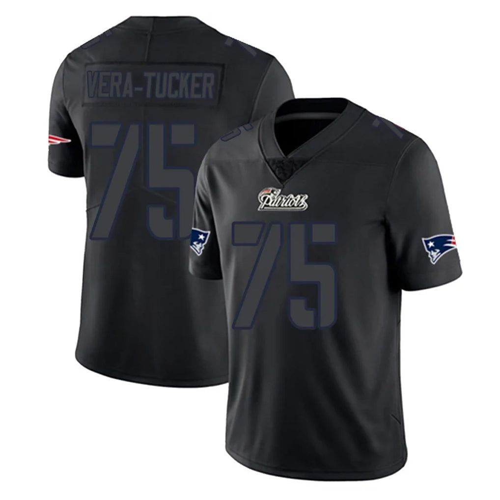Kdoa NE.Patriots #75 Alijah Vera-Tucker Player Black Impact LImited Home Game Stitched Jerseys