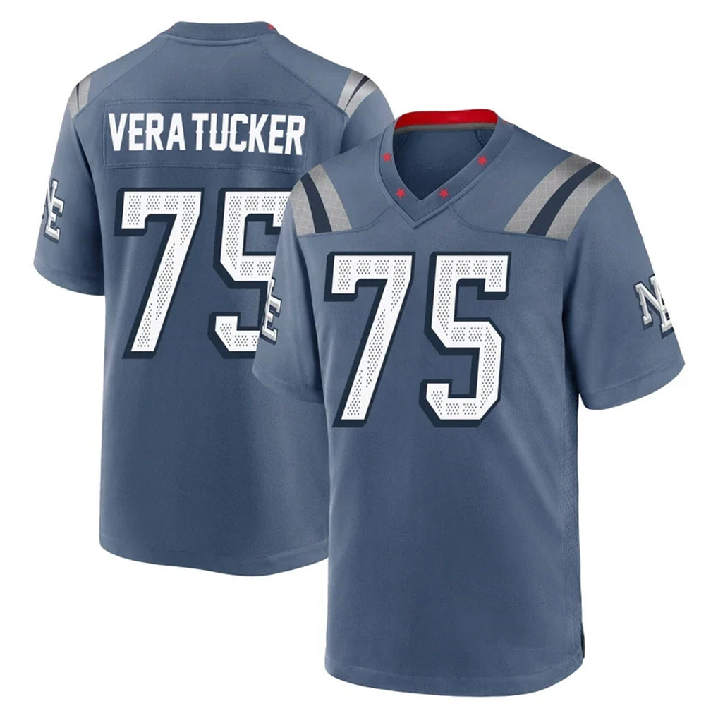 Kdoa NE.Patriots #75 Alijah Vera-Tucker Player Blue Rivalries Collection Home Game Stitched Jerseys