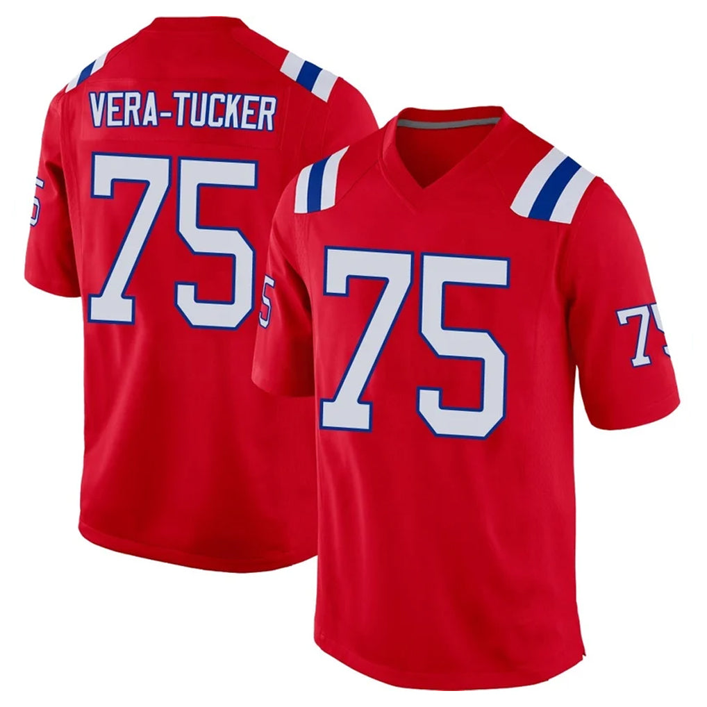 Kdoa NE.Patriots #75 Alijah Vera-Tucker Player Red Home Game Stitched Jerseys