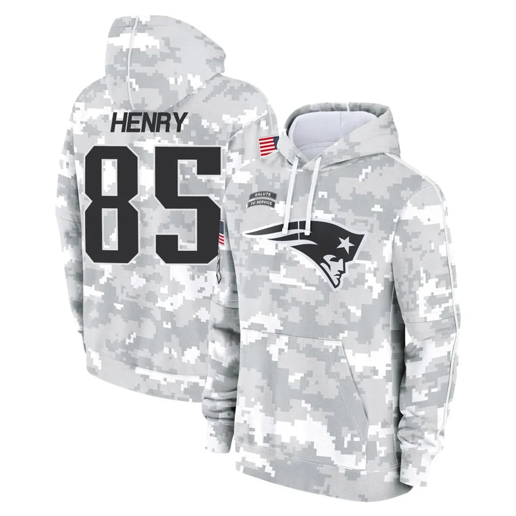 Kdoa NE.Patriots #85 Hunter Henry Player Arctic Camo Salute to Service Pullover Hoodies Limited Game Stitched Jerseys