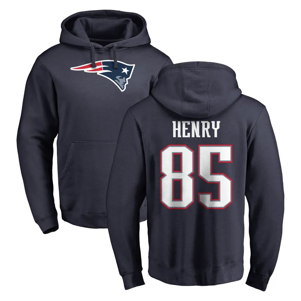 Kdoa NE.Patriots #85 Hunter Henry Player Navy LOGO Pullover Hoodies Home Game Stitched Jerseys