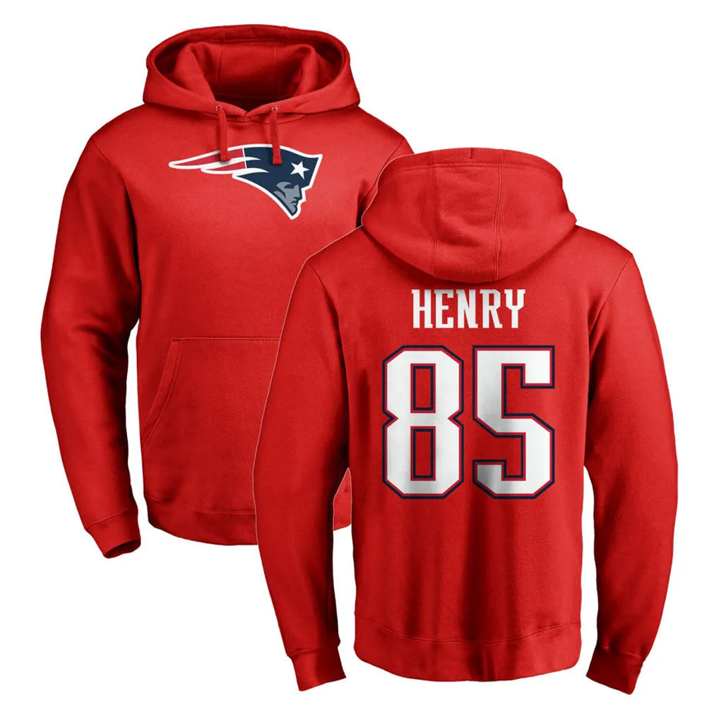 Kdoa NE.Patriots #85 Hunter Henry Player Red LOGO Pullover Hoodies Home Game Stitched Jerseys