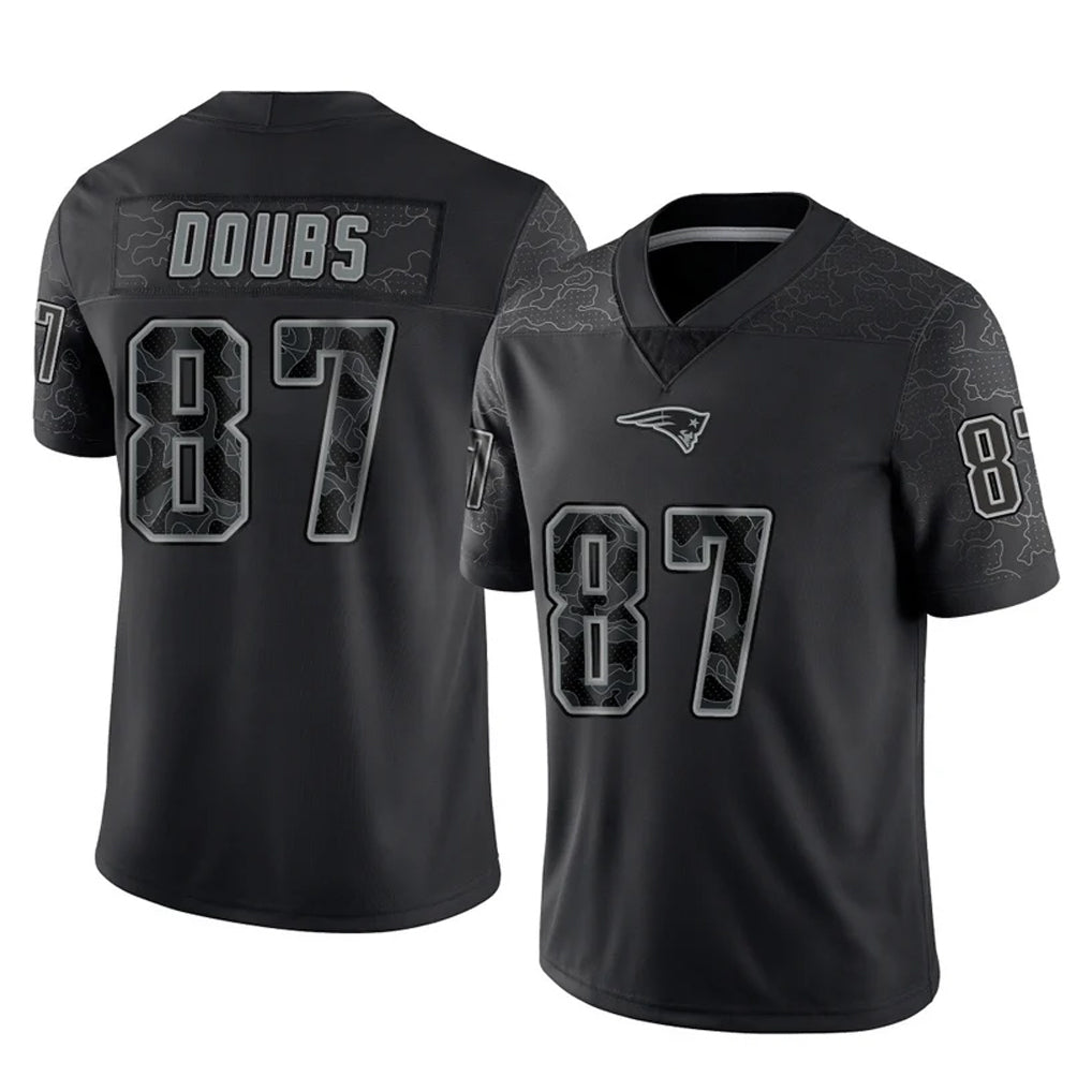 Kdoa NE.Patriots #87 Romeo Doubs Player Black Reflective LImited Home Game Stitched Jerseys