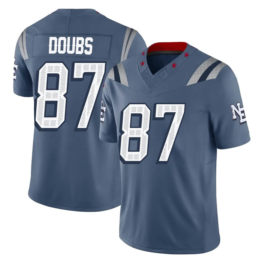 Kdoa NE.Patriots #87 Romeo Doubs Player Blue Limited Rivalries Collection Home Game Stitched Jerseys