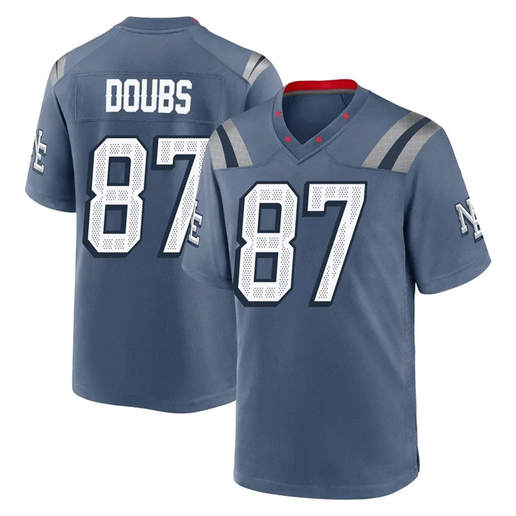 Kdoa NE.Patriots #87 Romeo Doubs Player Blue Rivalries Collection Home Game Stitched Jerseys