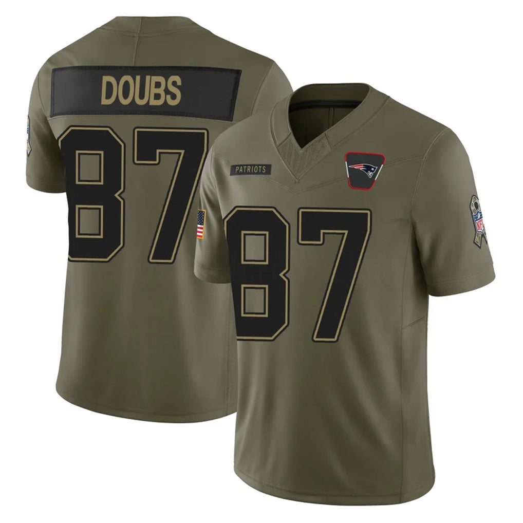 Kdoa NE.Patriots #87 Romeo Doubs Player Olive 2025 Salute To Service Limited Stitched Jerseys